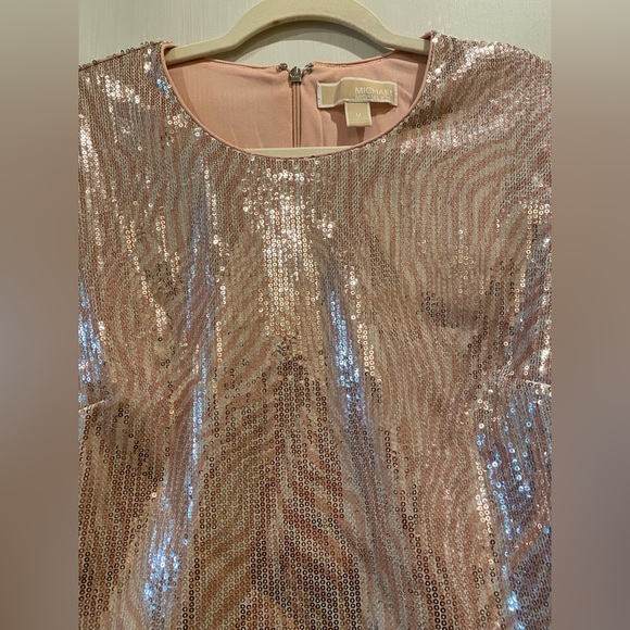 Michael Kors Sparkling Sequins Over Pink Zebra Print Sequin Crop Top - Size M - Picture 11 of 15